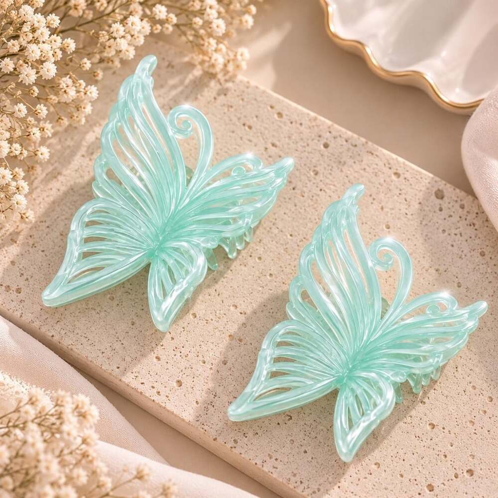 Fairycore Y2K Aqua Butterfly Claw Hair Clips Set of 2